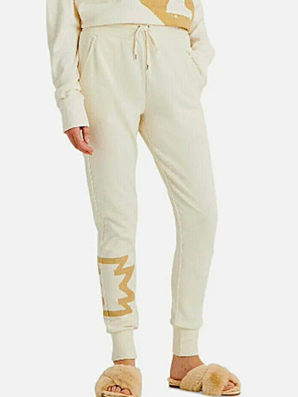 LAUREN RALPH LAUREN Classic French Terry Cream Jogger Pant--NWT--L